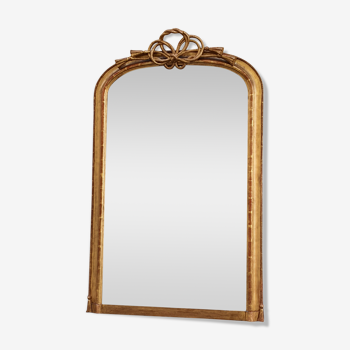 Miroir Napoléon III  en bois doré à la feuille 148cm