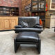 Black leather sofa – Italian design – 1980s