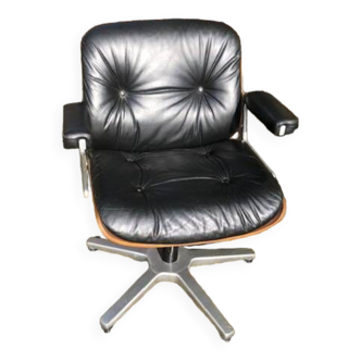 fauteuil cuir de karl ditter pour stoll giroflex 1960/70