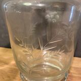 Two carafes in cut glass with vegetal decoration, vintage design