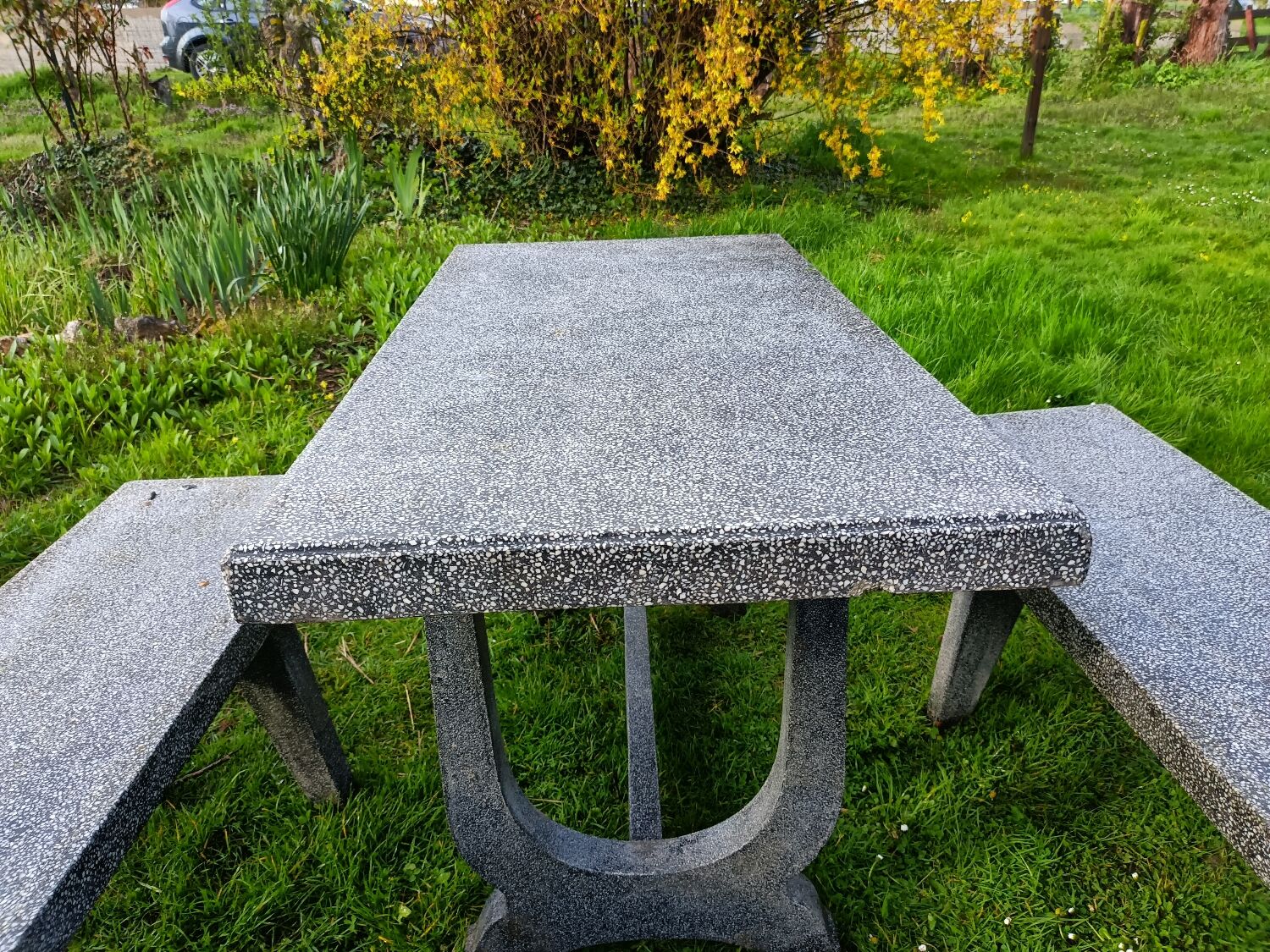 Old garden furniture in vintage stone