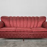 Mid-Century red and gold three-seater sofa by Paolo Buffa, Italy, 50s