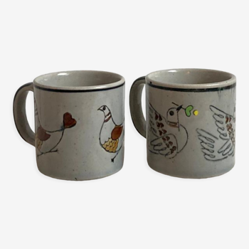 Vintage bird mugs