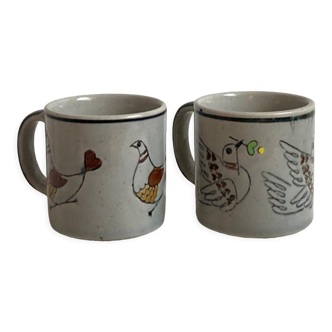 Vintage bird mugs