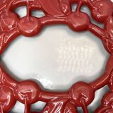 Cherry Pattern Enameled Cast Iron Trivet