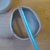 Basket with braided rope and leather lid