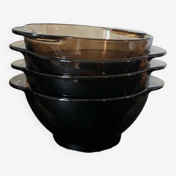 Set of smoked glass bowls