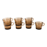 7 tasses fumées – brun ambré, esprit années 70