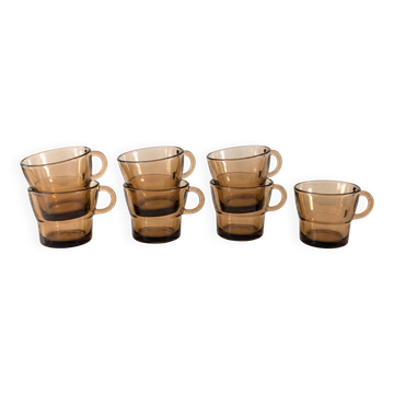7 tasses fumées – brun ambré, esprit années 70