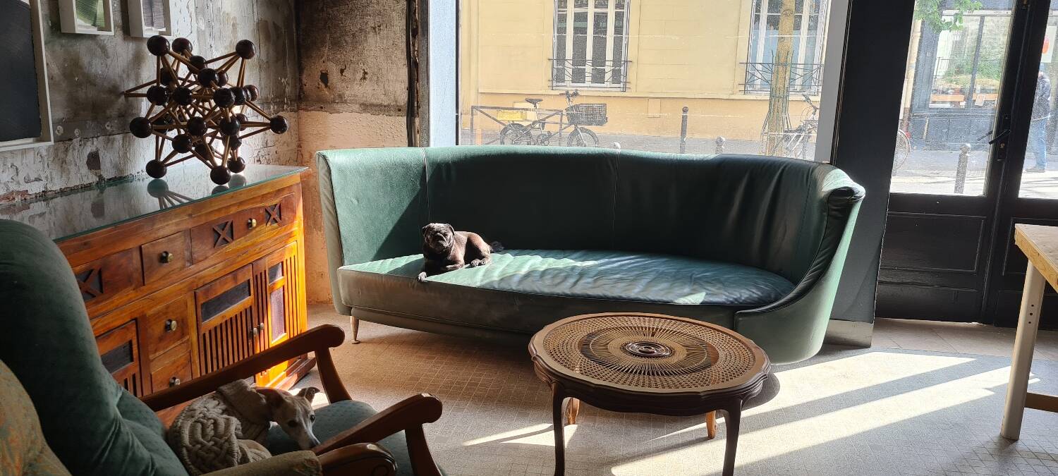 Moroso canapé new tone 1989 3-seater green leather