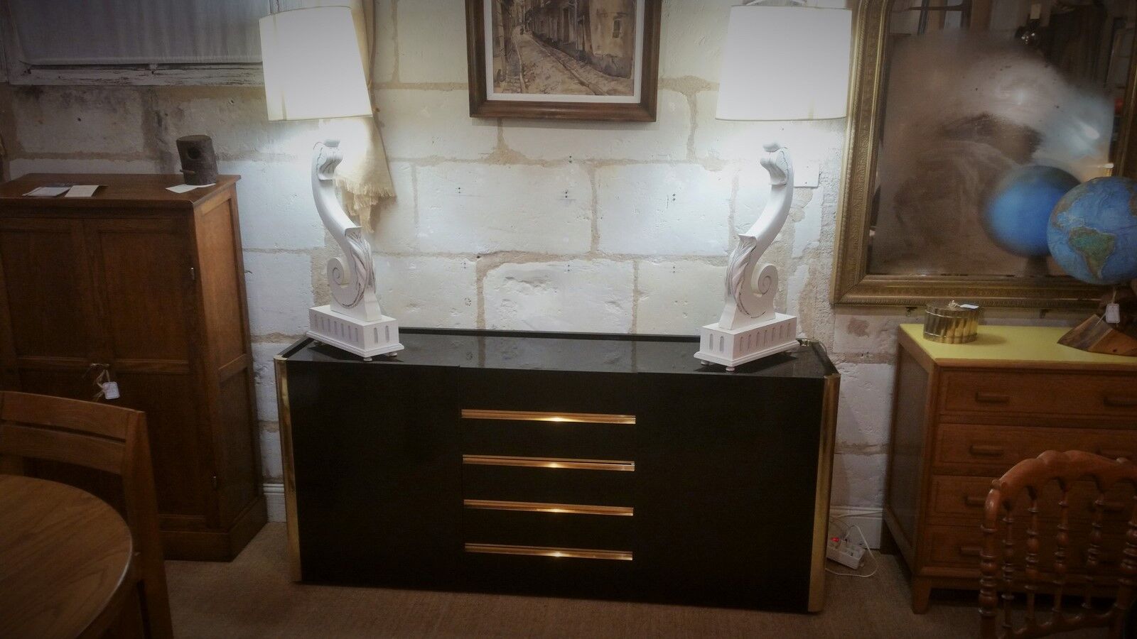 Lacquered and brass sideboard edited by Marie Sabot in the 70