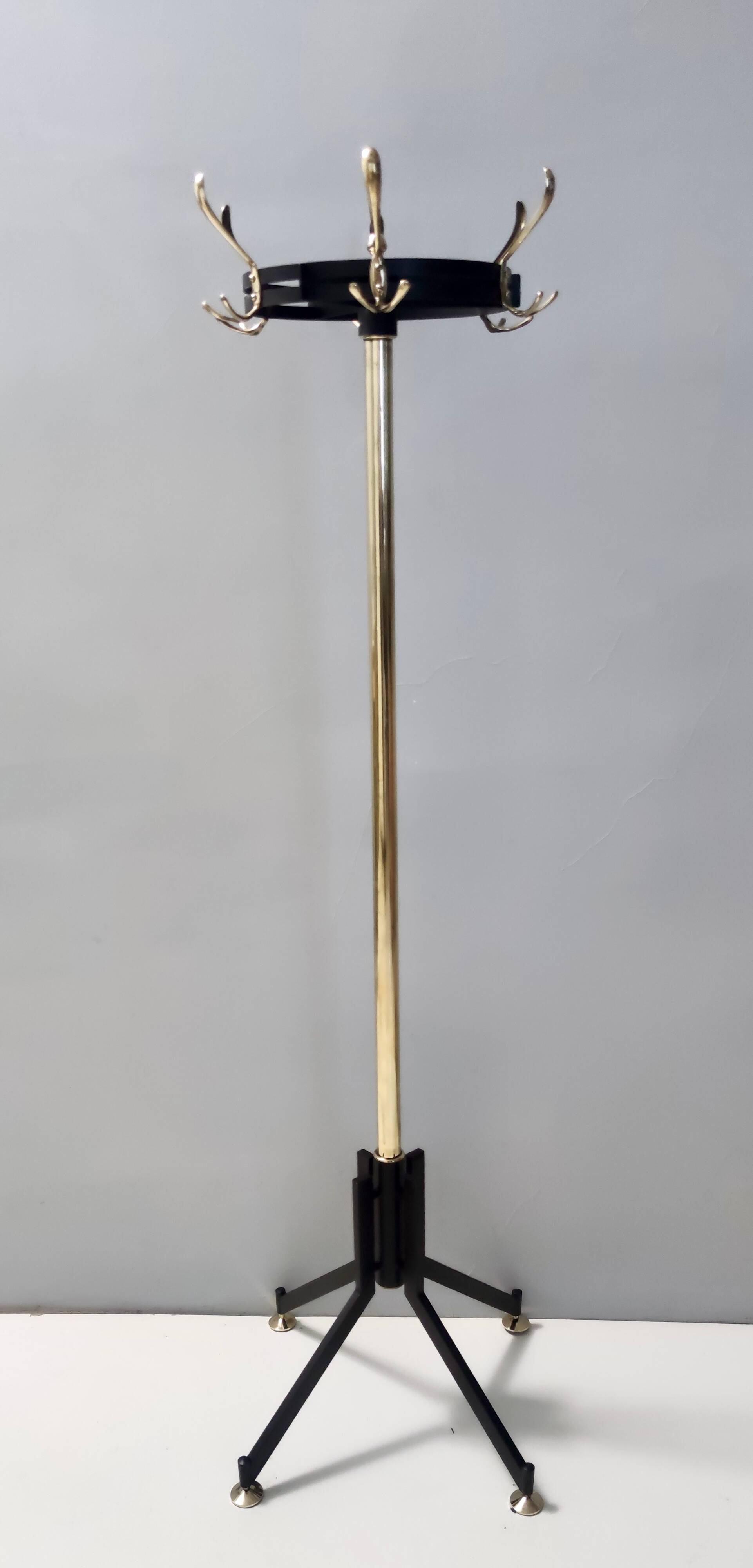 Revolving Brass and Varnished Iron Coat Rack, Italy