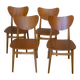 Set of 4 butterfly teak dining chairs with shaped backs, 1960s