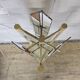Pine wood floor lamp with handmade stained glass in Japandi style.