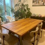 Wood and metal dining room lounge table
