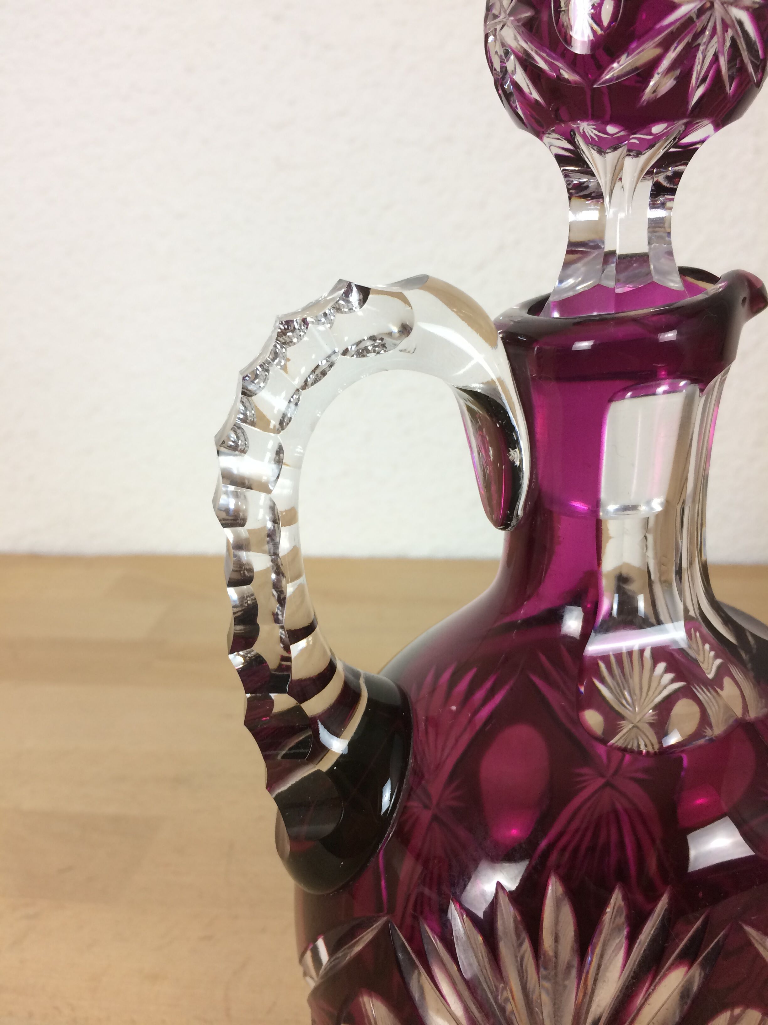 Val Saint Lambert double-layer red cut crystal carafe