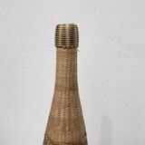 70s woven wicker rattan bottle