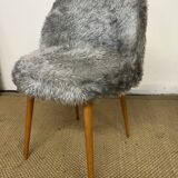 Fauteuil et tabouret moumoute vintage