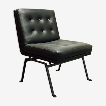 Fauteuil cuir noir 1950