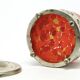 Art Nouveau sugar bowl, silver-plated brass, orange glass, Germany, early 20th century