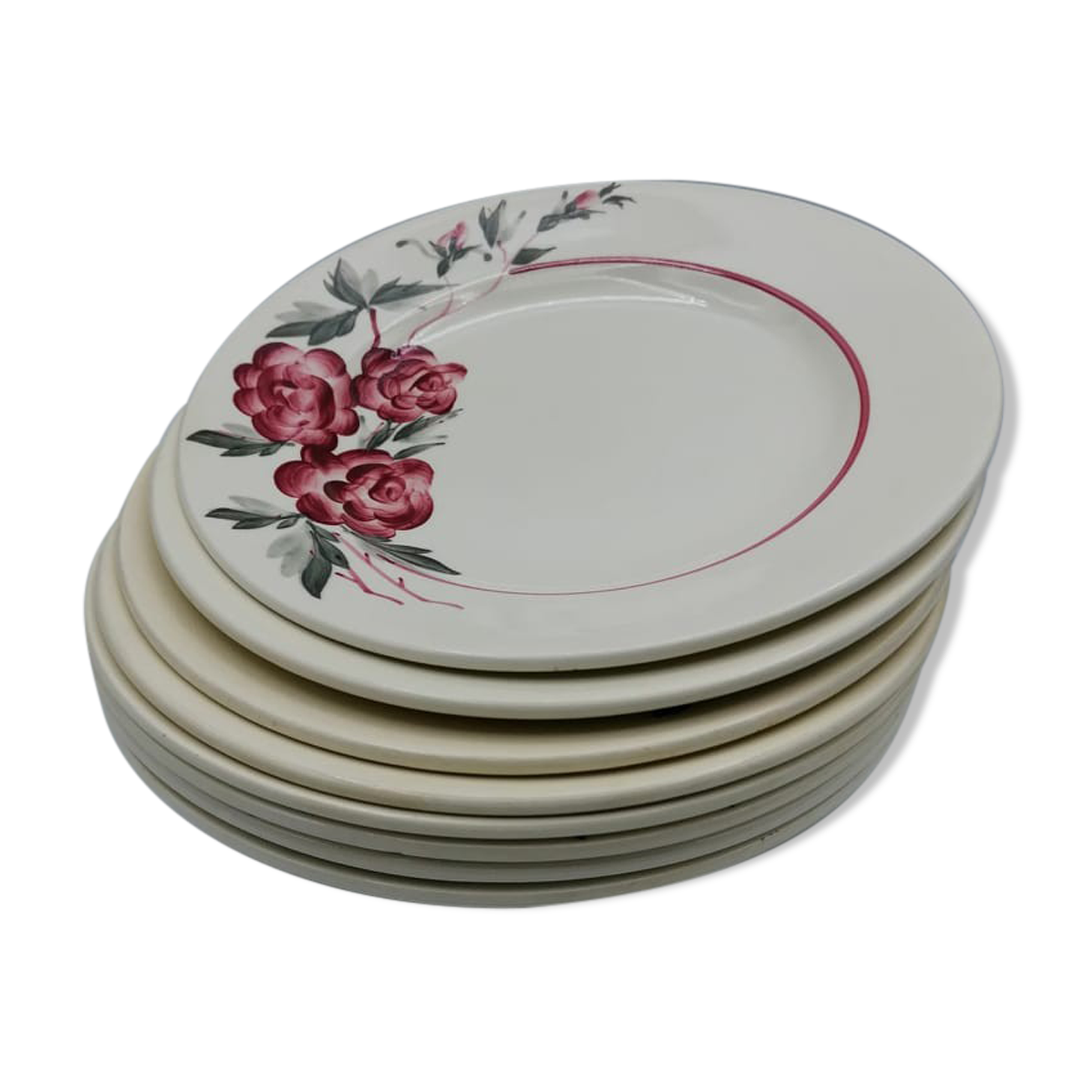 Rosy Sarreguemines Plate Set