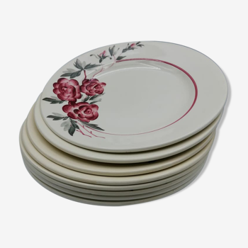 Rosy Sarreguemines Plate Set