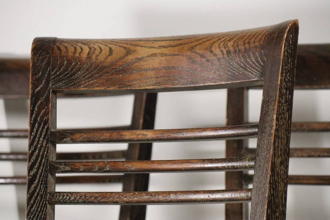 Set of 4 modernist chairs in oak and boucle fabric - 1940