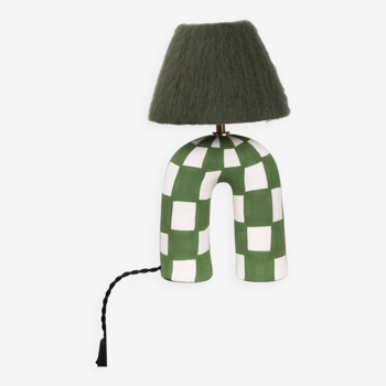 Lampe de table 'You' - Motif à carreaux verts