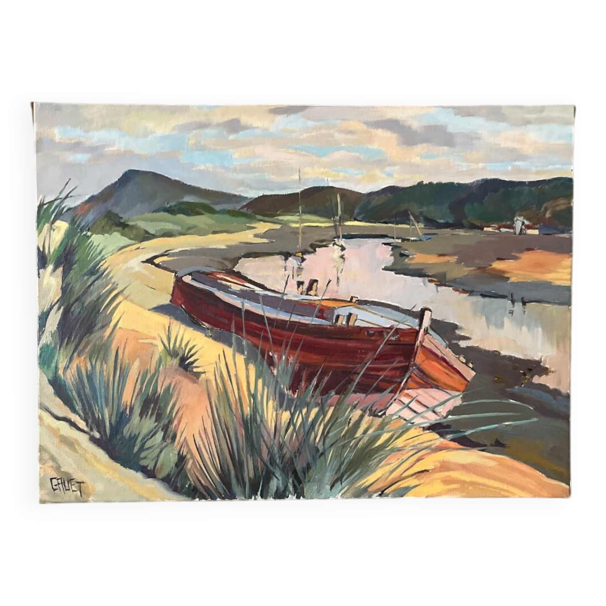 Barge on the river bank