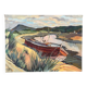Barge on the river bank