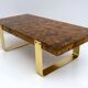 Mid-Century Modern Italian Briar Walnut and Brass Coffee Table, 1970s