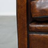 Sheepskin Leather 2-Seater Art Deco Sofa