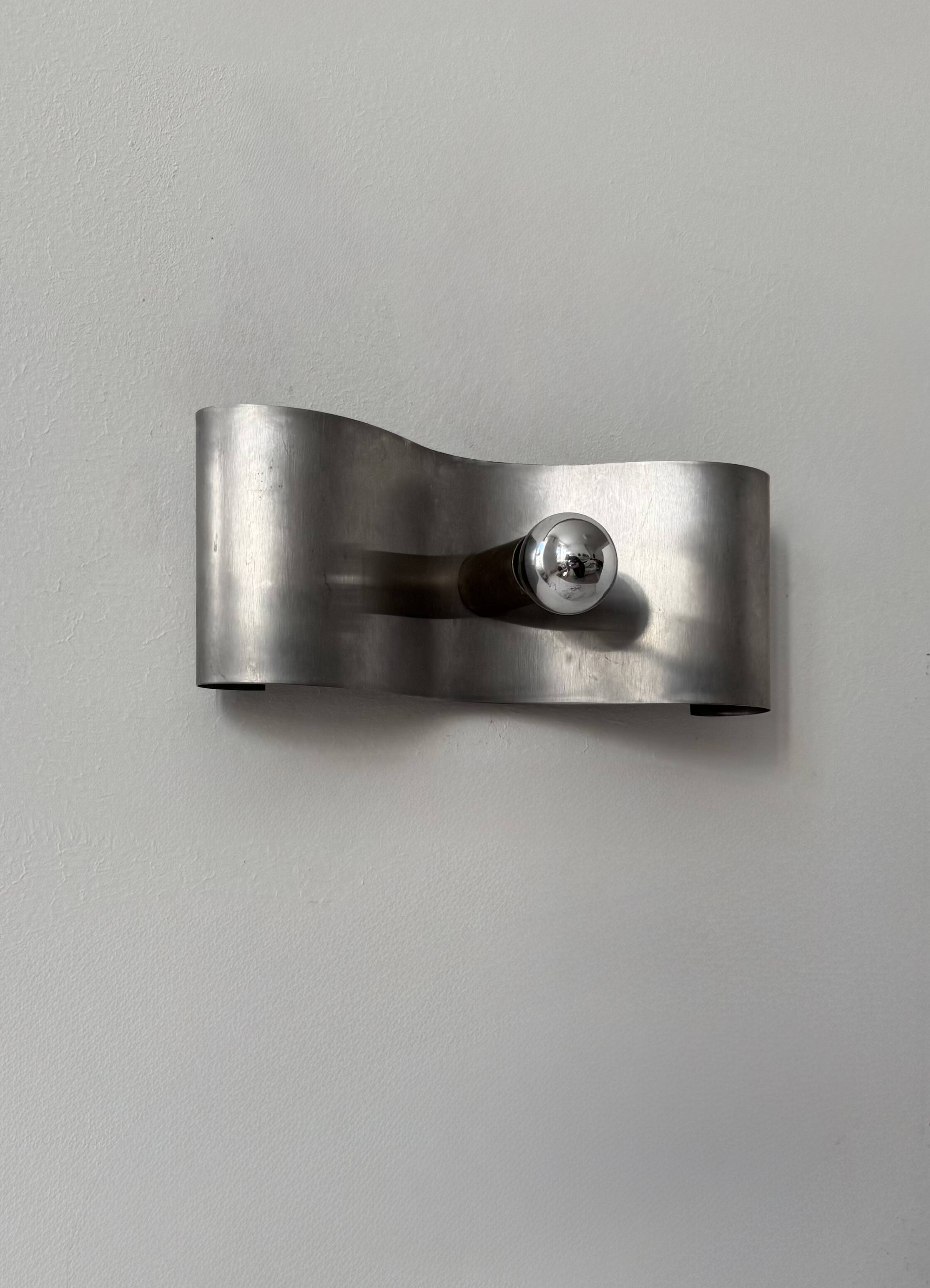 Applique vintage, métal brossé, France, 1970