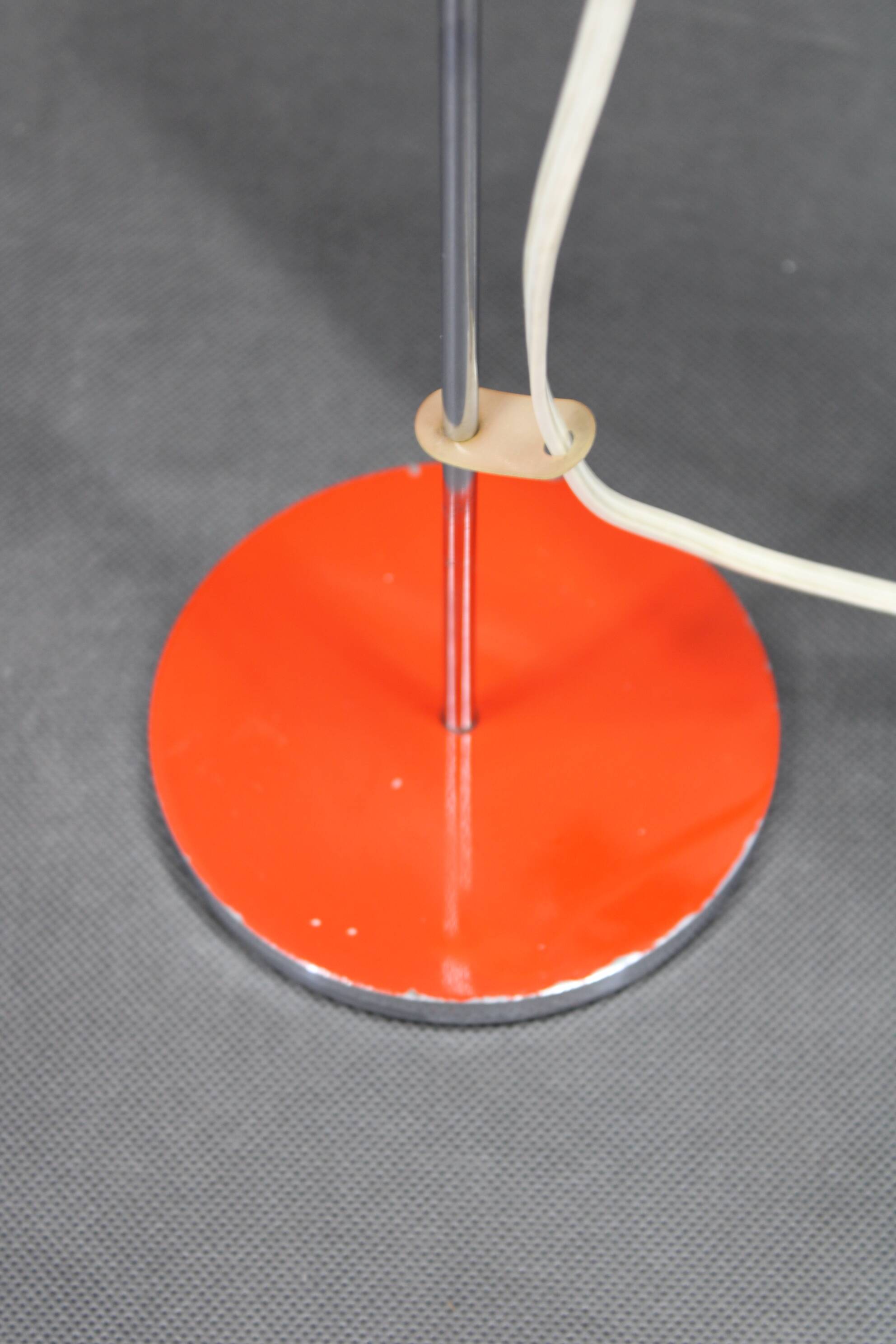 Lampe de table en chrome rouge Josef Hurka, Tchécoslovaquie années 1970