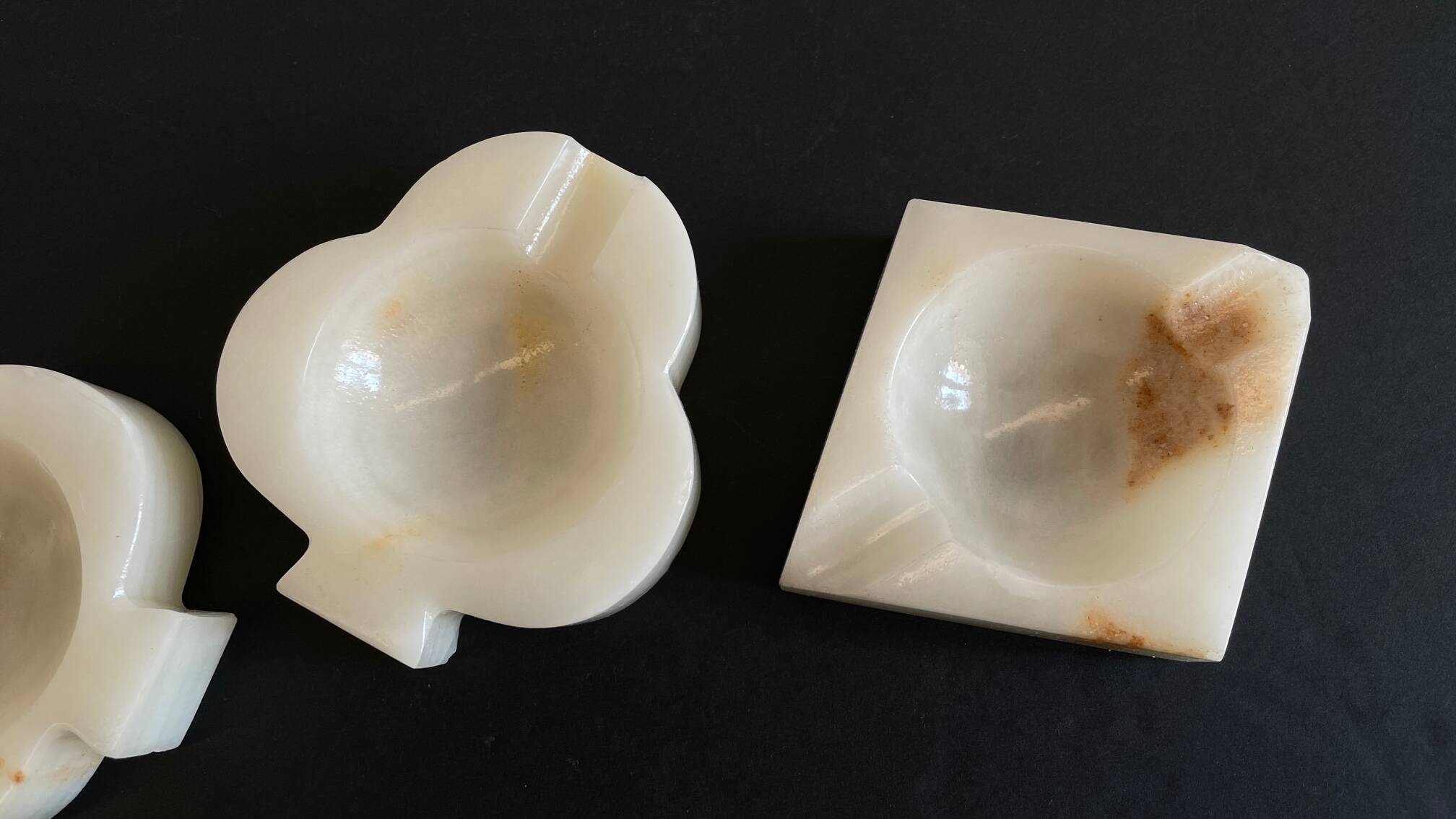 Vintage playing cards onyx ashtrays