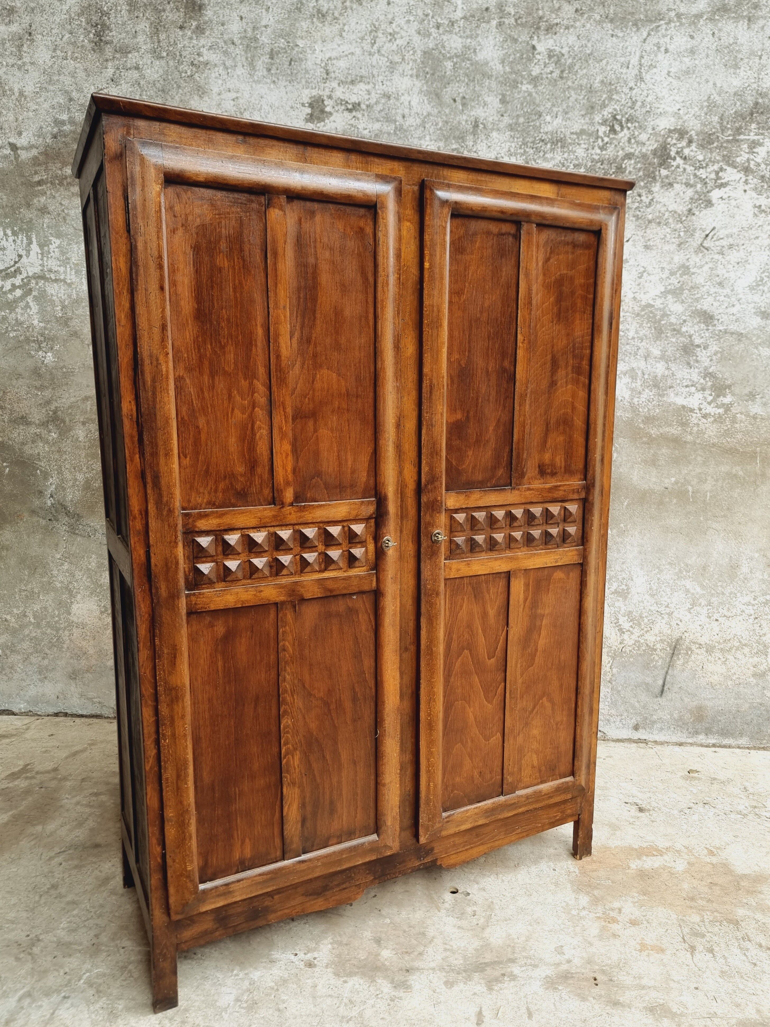 Old wardrobe linen cabinet beech wood