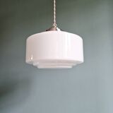 Art Deco pendant light in white opaline, 1920s-30s