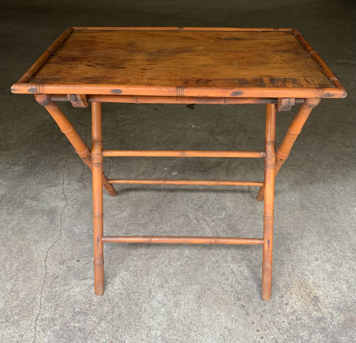 Folding bamboo side table