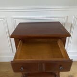 Nightstand, vintage side table with a drawer and a low shelf in solid wood