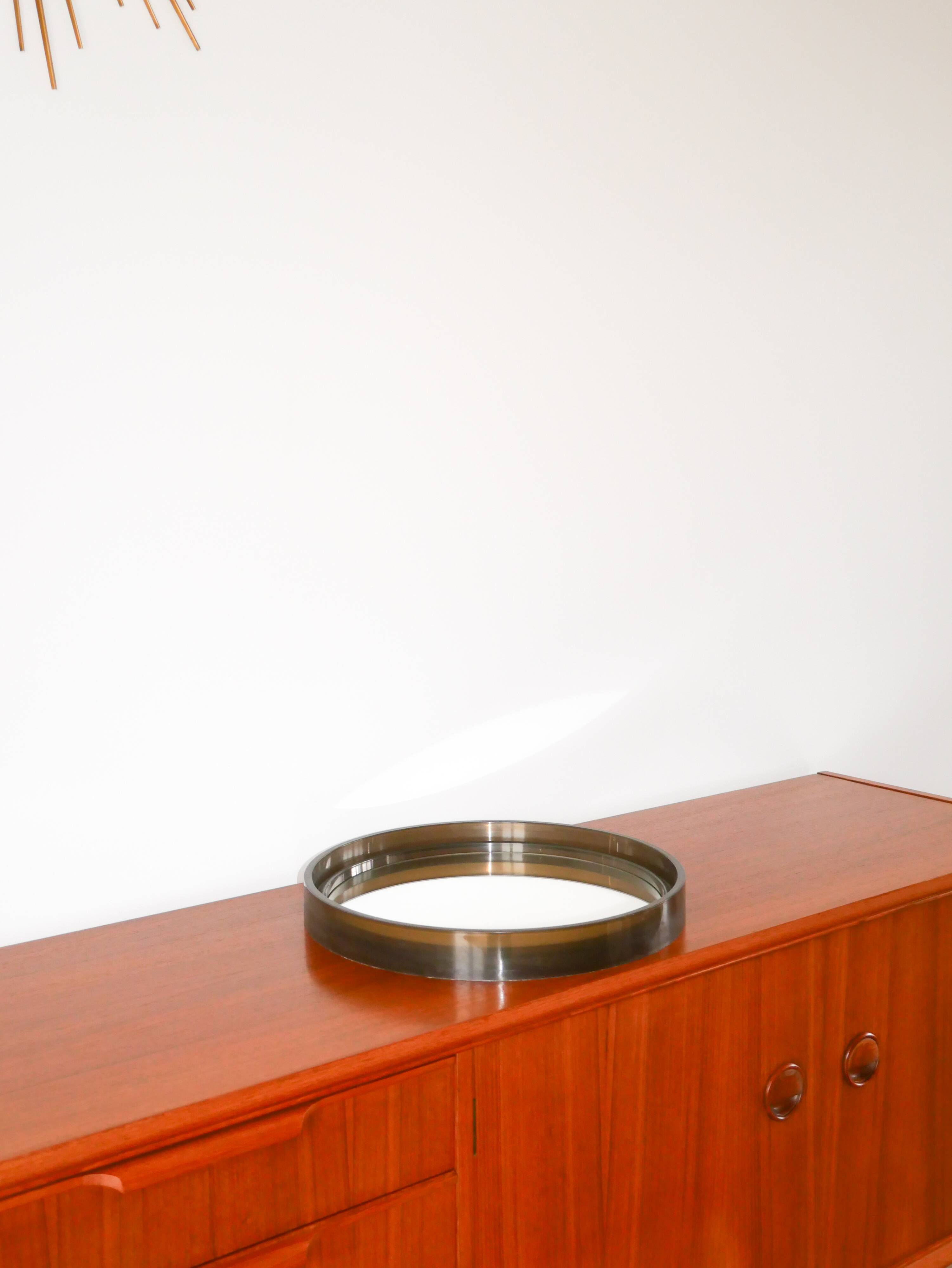 Gray plexi cap mirror Made in France Registered model, Design, 1970