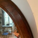 Large antique oval mahogany mirror, mercury glass, 19th century