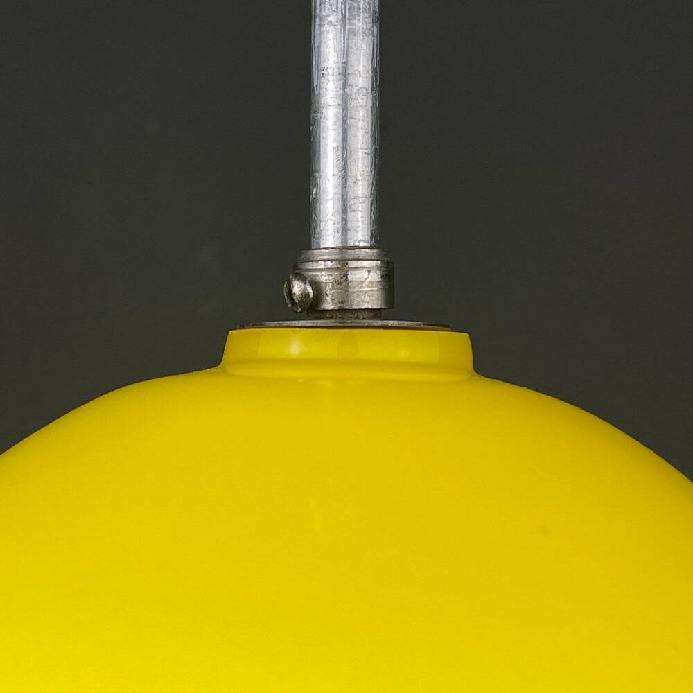 Yellow glass pendant lamp, Yugoslav mid-century, 1970s.