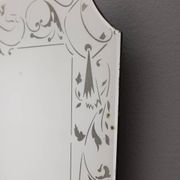 Vintage 1940s Italian design wall mirror with decorated glass