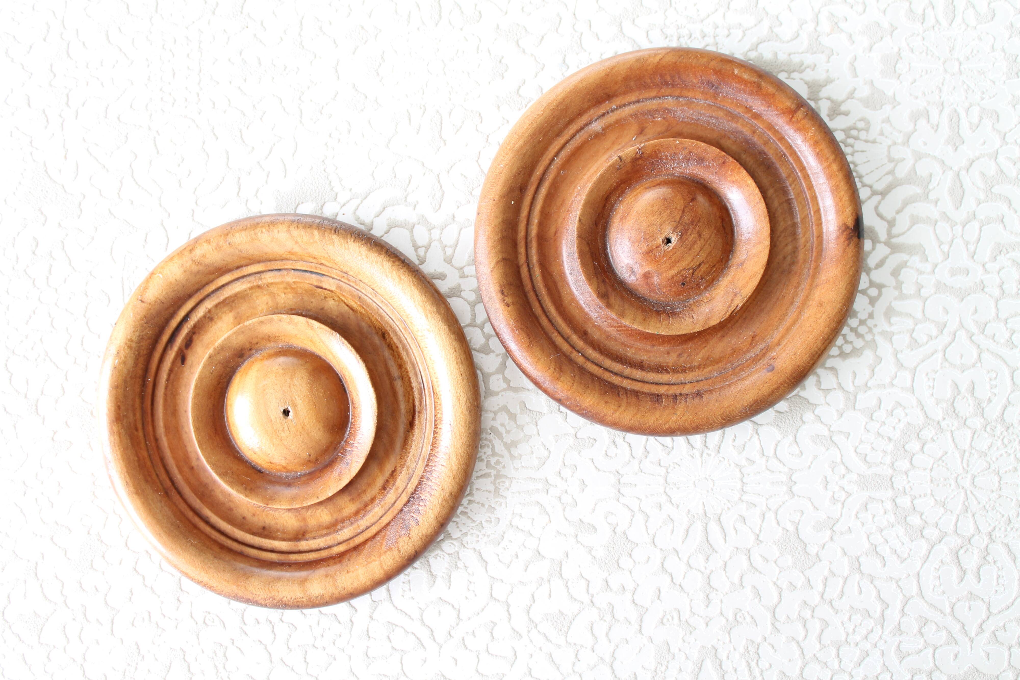 Natural turned wooden decorations from France x 2