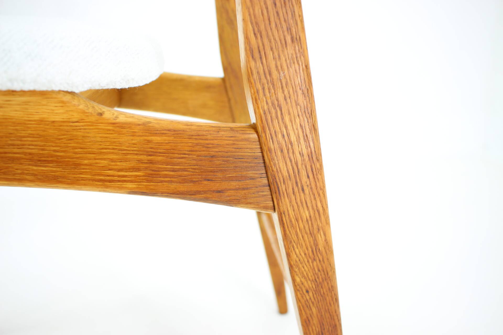 1960s Set of Three Oak Dining Chairs in Boucle, Czechoslovakia
