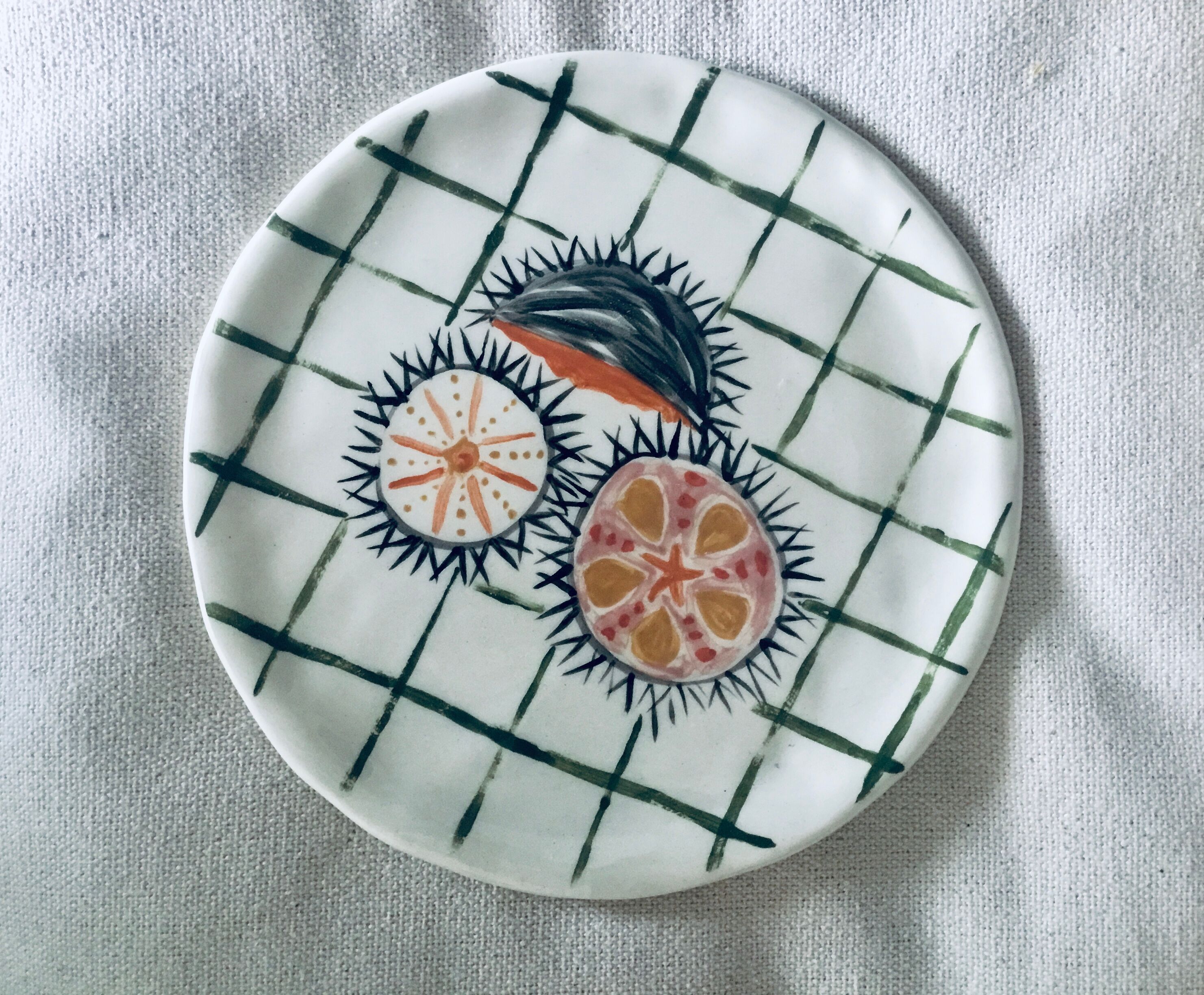 Ceramic plate sea urchins