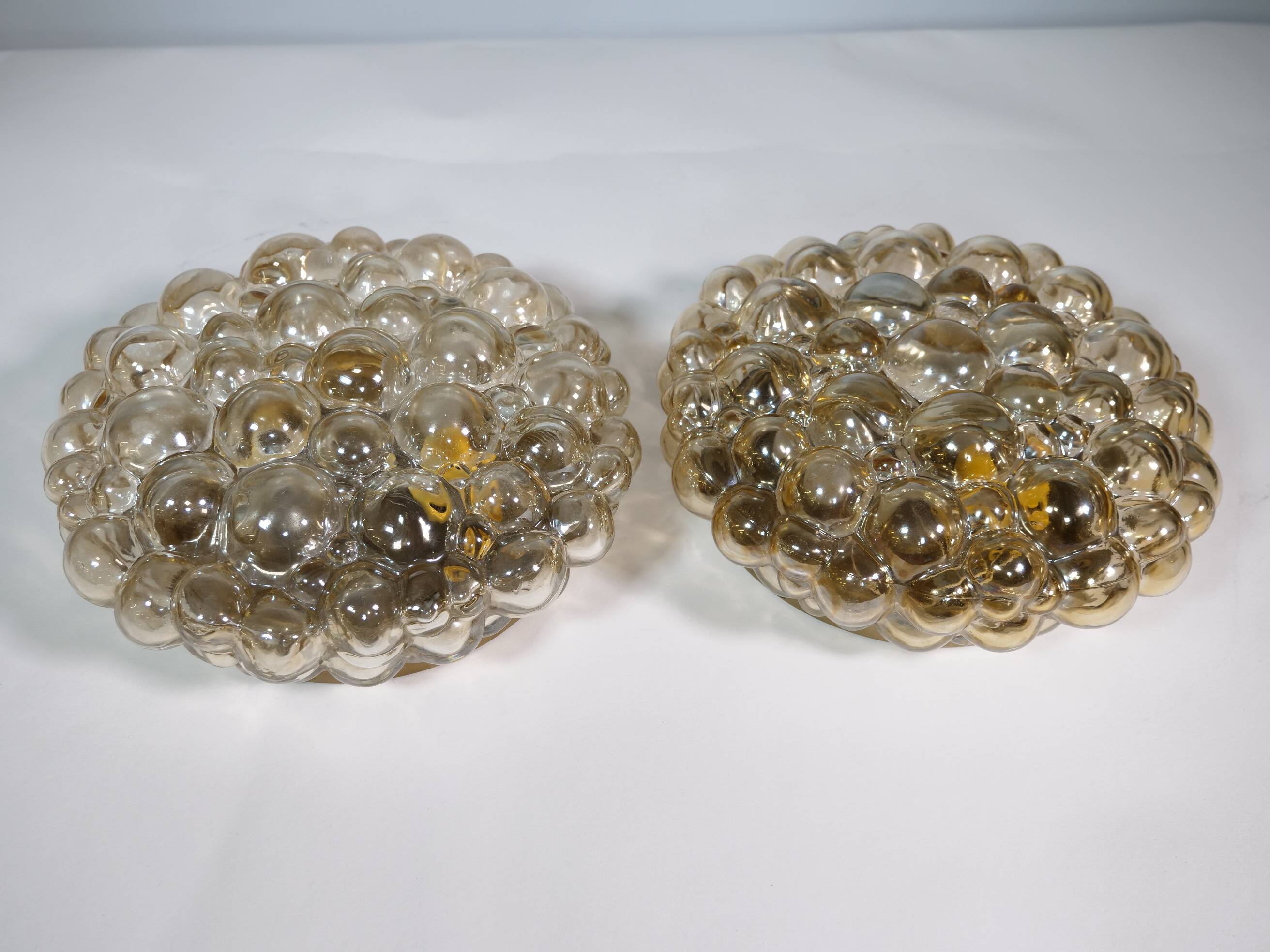 Plafonniers en verre bullé par Helena Tynell pour Glashütte Limburg, lot de 2