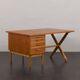 Teak and oak double-sided desk with X-shaped legs