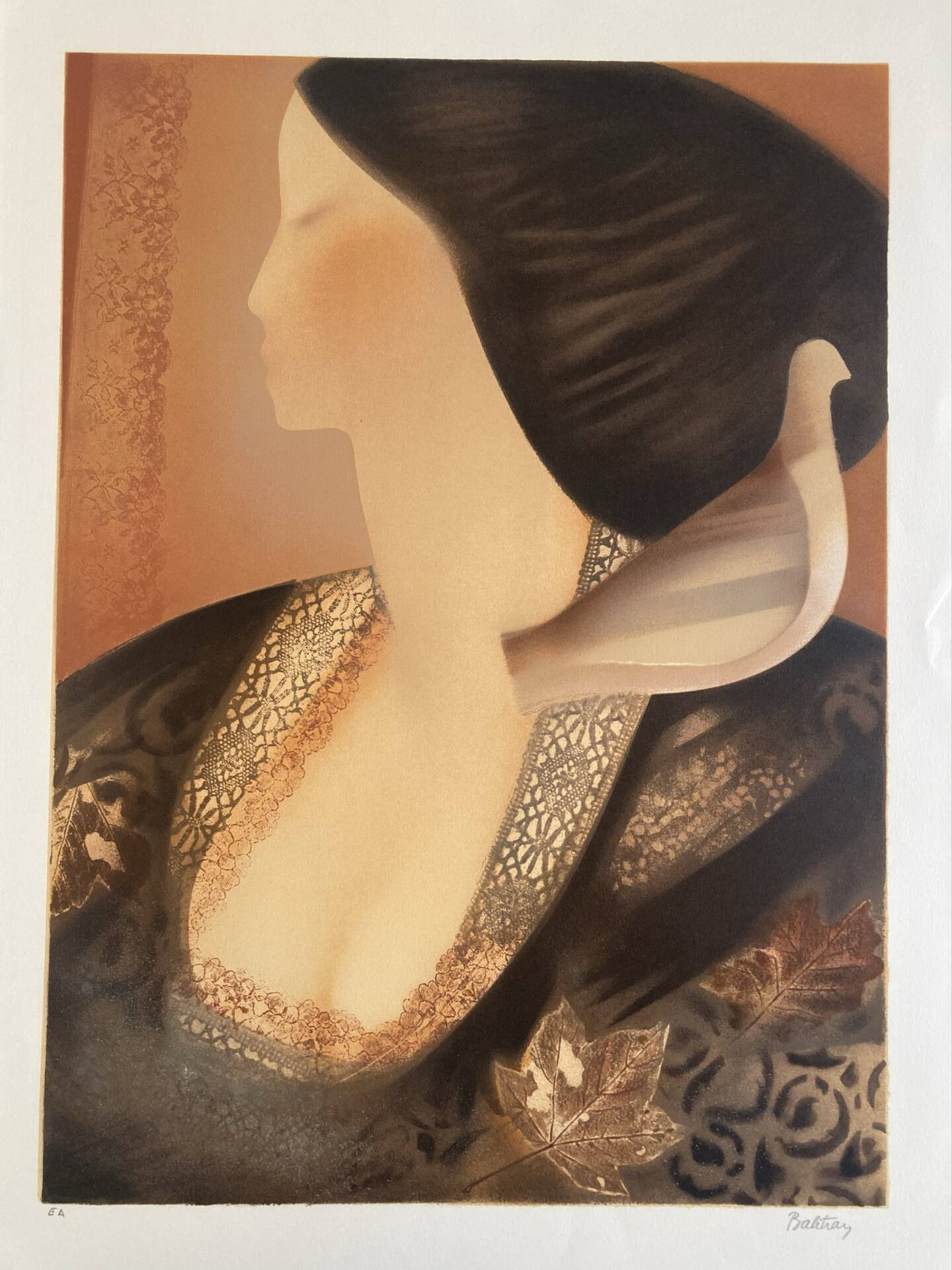 Lithograph (EA) signed Balitran - Portrait of a woman - Art Deco