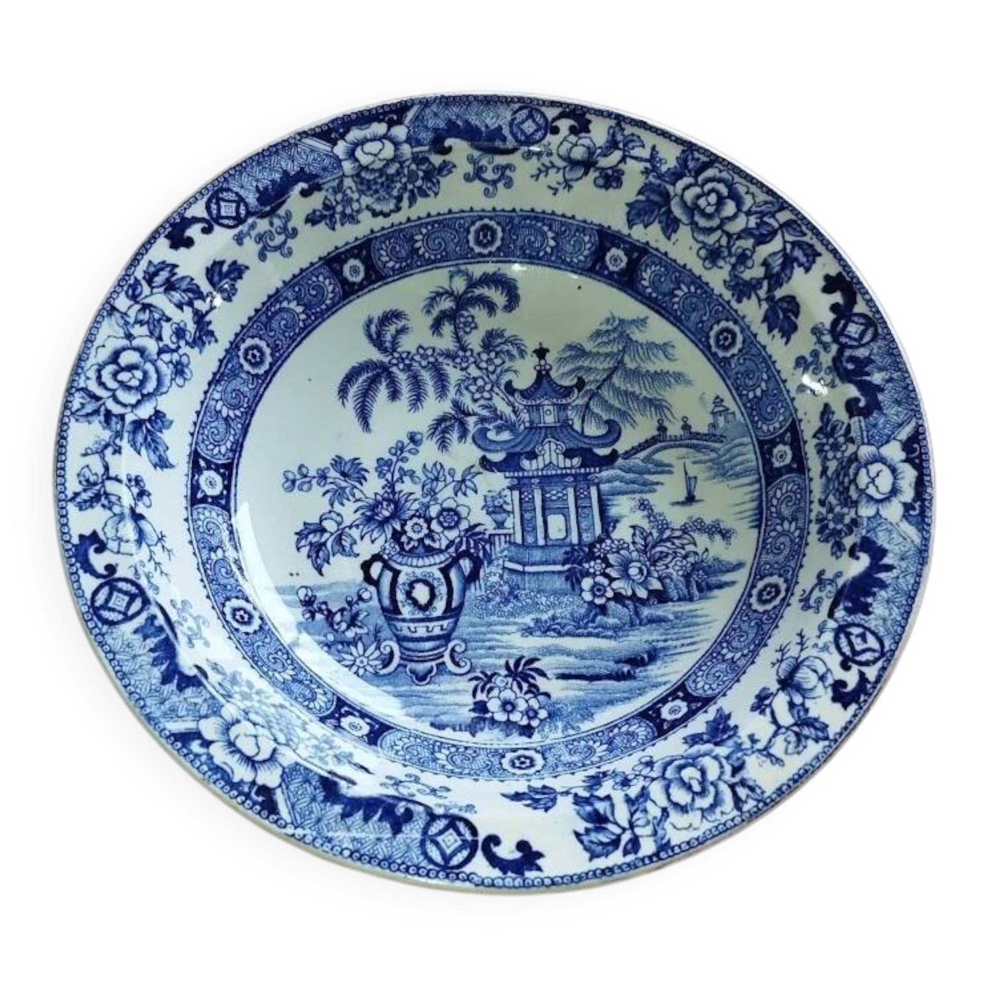 Blue Chinese Plate Creil & Montereau LM & Cie – Opaque Porcelain | Model R